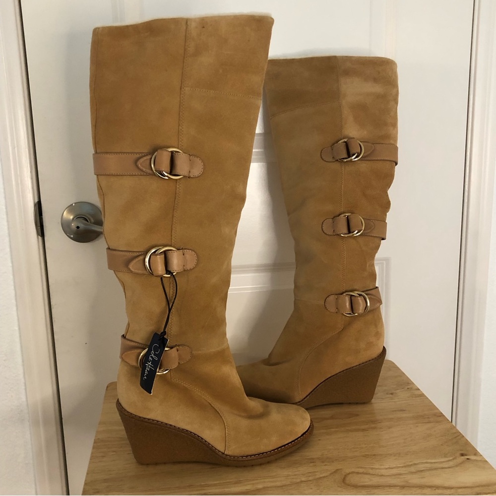 NWT Cole Haan NIKE Air Michelle Shearling Boots Waterproof suede Lamb sheep fur - Picture 1 of 14